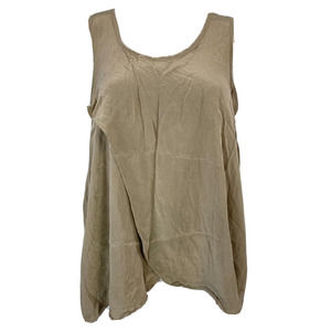 Kain Label Top Womens Sz M Beige Taupe Silk Sleeveless Wrap‎ Effect Tank Cami